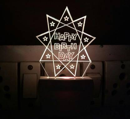 SRM Happy birth day 3D Night Lamp Come with 7 Multicolor & Illusion Design for Rooms Night Lamp