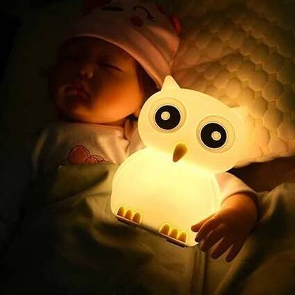 KHIZAR Cute Owl Kids Lamp,Usb Rechargeable Animal Lamps 7 Color Changing Led Table Lamp
