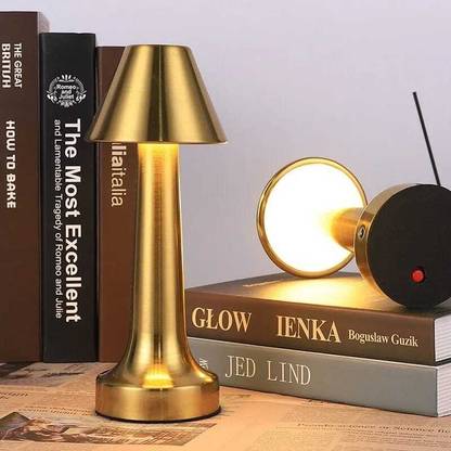 LiteMart 3 LED Color Changing Trapezoidal (Touch Sensor) Table Lamp in a (Gold) Table Lamp