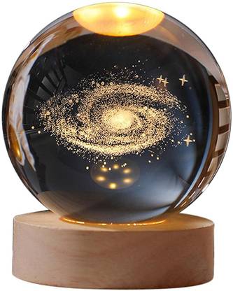 Calandis 3D Galaxy Crystal Ball with LED Display Base Laser Engraved Solar System Globe Night Lamp