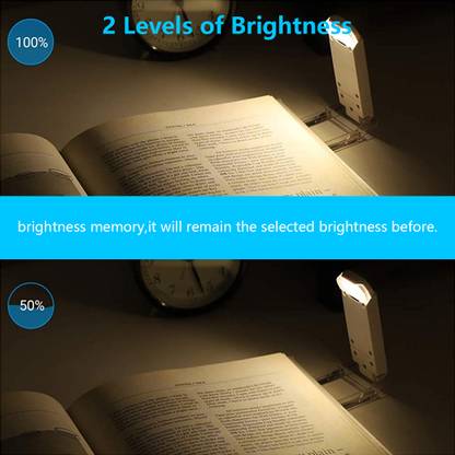 HASTHIP Mini Book Reading Lights Book Light USB Rechargeable Book Light Eye-Friendly LED Table Lamp