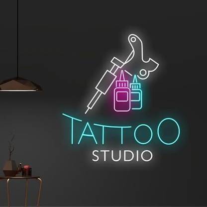 aqresearch Custom Tattoo Studio Neon Light, Tattoo Shop Led Sign Night Lamp
