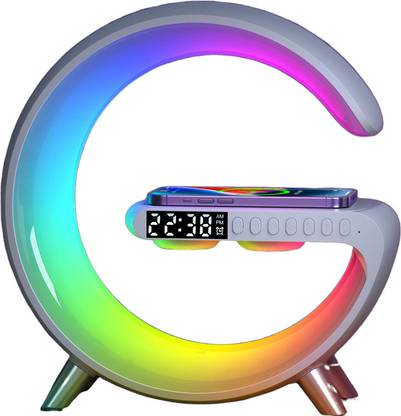 Ritzy Gadgets Multifunctional Wireless Charger Colorful Ambient Light with Alarm Clock Night Lamp