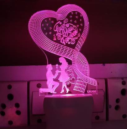 PETRICHOR 3D Illusion LED Light Night Lights for 7 Colors Led Changing Lighting Bedroom Decoration Decorative Lighting Gifts for Boys Girls Kids Baby Friends Love You Forever Night Lamp ( 5 cm, Multicolor ) Night Lamp
