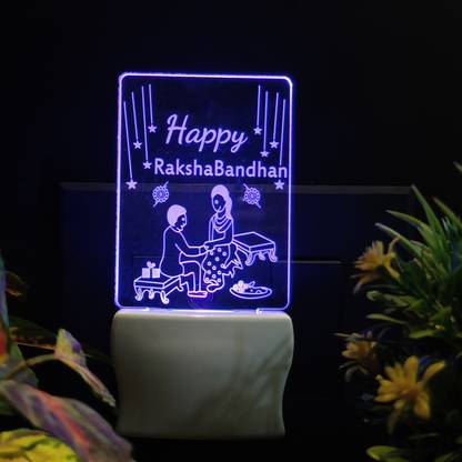Sky Mart RAKSHA BANDHAN Acrylic 3D Illusion RGB 7 Colour Changing LED Plug n Play Night Lamp