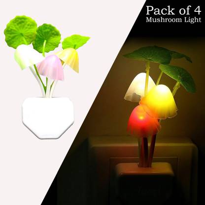 ZURU BUNCH Mushroom Lamp for home Automatic Sensor On/Off Colorful Night Light (Pack of 4) Night Lamp