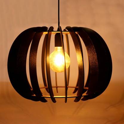 grofly Round Wooden Pumpkin Shape Hanging Lamp| MDF Ceiling Hanging Pendant Lamp Night Lamp