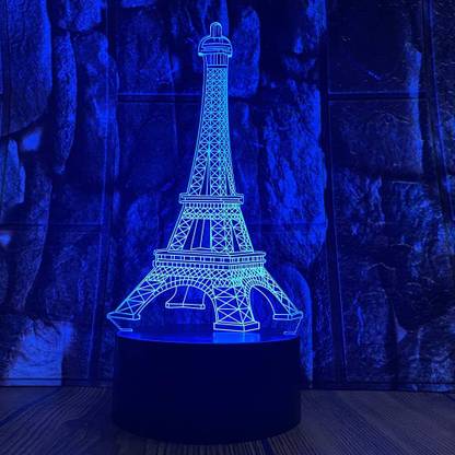 Royalkart Eiffel Tower in Paris France 3D Optical Illusion Night Light,7 Colors Changing,Smart Touch Button USB Powered,Amazing Creative Art Design for Home Decor Night Lamp