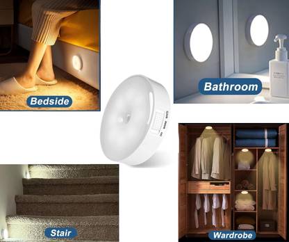 QOZWEID 2 in 1 colour Motion Sensor wardrobe Light USB Charging Wireless Self Adhesive Night Lamp