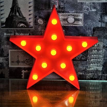 Home Delight LED Marquee STAR Shaped Led Light (RED- Star) Table Lamp