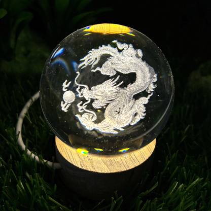 WRADER USB Powered 3D Dragon Sculpture Galaxy Crystal Ball Night Lamp