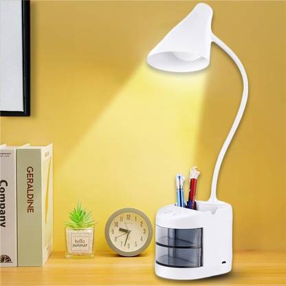 AKR rechargeable study lamp for students eye protection, table lamp for study led light, adjustable table lamp, desk light for computer table, Study Lamp (45 cm, White) Table Lamp