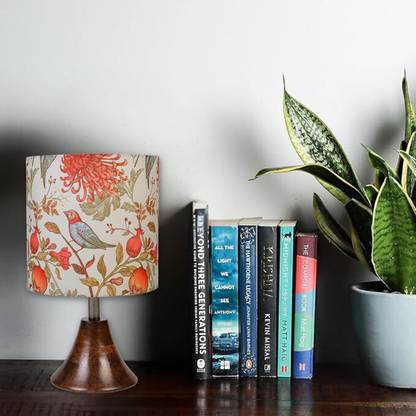 Lexton Bird Printed Shade Wooden Base Table Lamp | Bedside Lamp | Bulb Not Included Table Lamp