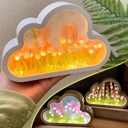 KD SAPRA 3D Cloud Tulip Mirror Lamp,Tulip Flower Table Lamp/Bedside Lamp,Desk Lamp Night Lamp