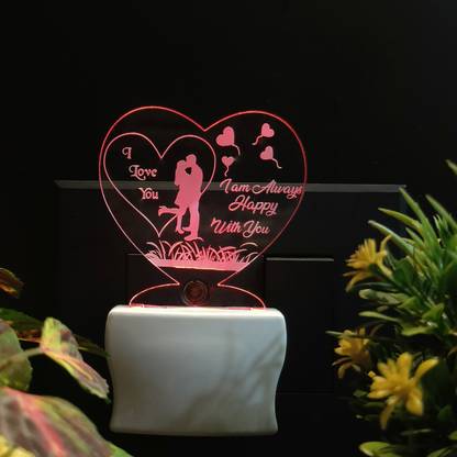 Sky Mart I LOVE YOU HEART Acrylic 3D Illusion RGB 7 Colour Changing LED Plug n Play Night Lamp