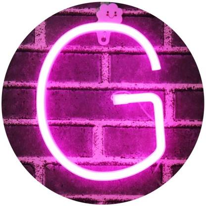 Satyam Kraft Marquee Alphabet Shaped Neon Led Light for Home Decoration and Wall Lamp, Pink, 1 Piece (Letter-G) Night Lamp