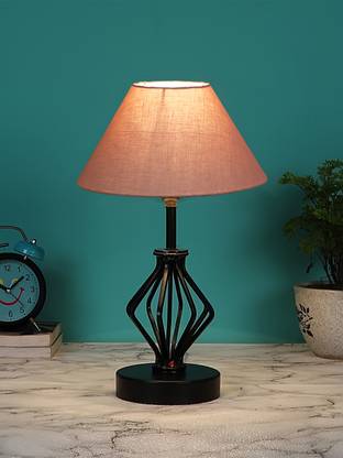 Devansh Grey Cotton Table Lamp With Iron Base Table Lamp