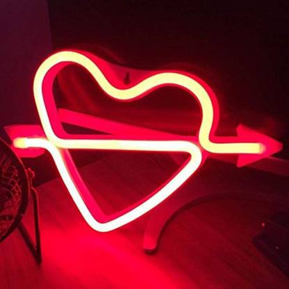 prajna Heart Design LED Light,Red,1 Piece Table Lamp