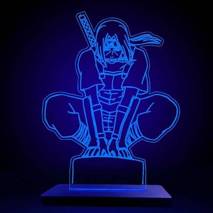 GiftEra 3D Illusion Lamp Anime Itachi Uchiha Weeb Room Decor Table Lamp Otaku (Blue) Table Lamp