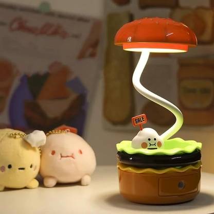 SILLY KIDS TOYS AND MORE Table Lamp-Burger Small Night Light with Pencil Sharpener for Study Room/Office Study Lamp