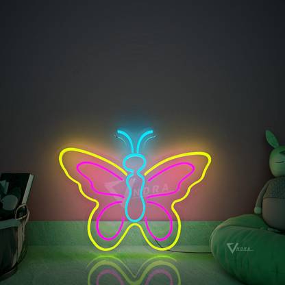 VNDRA Butterfly Multi-Colored LED Neon Light Sign for Parties, Bar, Pub, Club, Hotel, Night Lamp