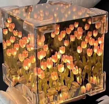 sitsra Cube Tulip Lamp - Led Tulip Light Night Lamp