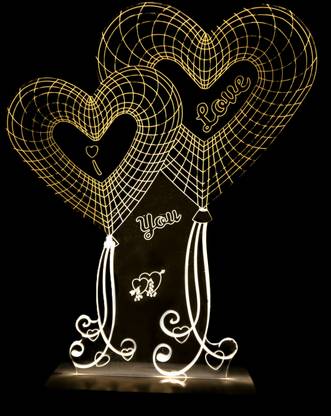 Leap Hologram Love Heart Light Night Lamp