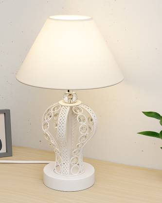 Homesake Modern Small Crystal Table Lamp,Bedside Nightstand Lamp,Desk Light,White Pleated Table Lamp