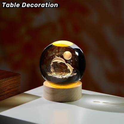 Wengonvila Galaxy Crystal Ball Night Light,2.4 inch Glass Ball Night Lamp with Woodern Base Night Lamp