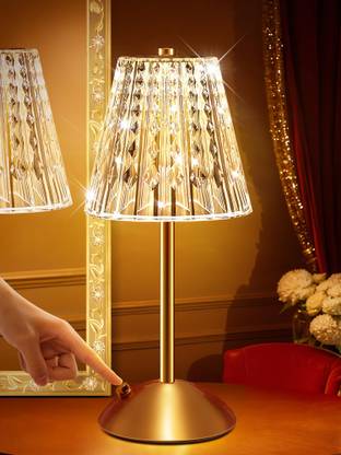 Verilux LED Crystal Desk Lamp Vintage Rechargeable Touch Dimmable 3 Color Night Light Table Lamp