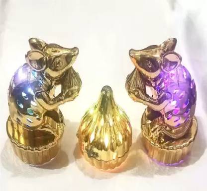 rushabh collections LED Modak 1 pcs & Mushak 2 pcs Colour Changing Multi-Colored Ganpati Modak Table Lamp