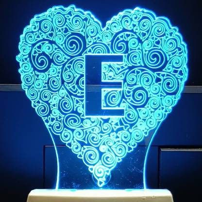 SKOAL ALPHABET E Acrylic 3D Illusion RGB 7 Colour Changing LED Plug n Play Night Lamp