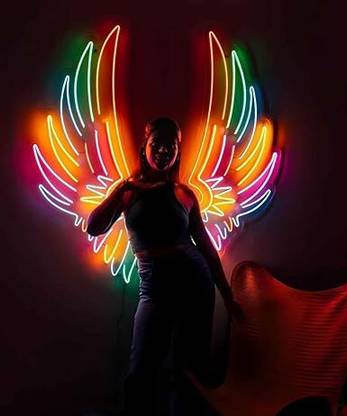 aqresearch Colorful Angel Wings Neon Sign For Selfie Points Night Lamp
