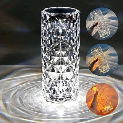 PRETINA Crystal Table Lamp, Touch Remote Control Modern Nightstand Lamp Table Lamp
