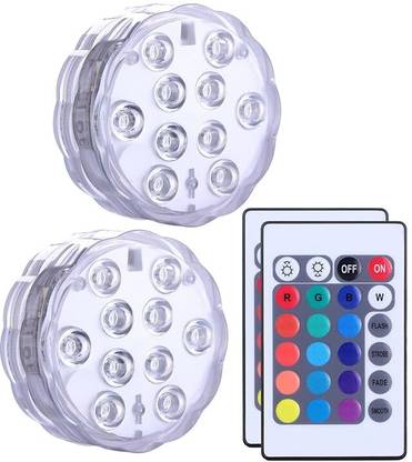 Zig Zag (02 Pcs) Submersible Led Light Remote Controlled Battery Powered Waterproof RGB Night Lamp