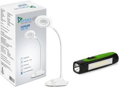 Syska TL-8602L with T112ML Rechargeable Torch and Study Lamp