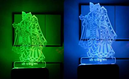 KRISHA RATAN Radha Krishna 3D Illusion LED Light Night Lights Night Lamp