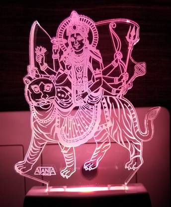 Girraj The Maa sherawali 3D Illusion Night Lamp Comes with 7 Multicolor Night Lamp