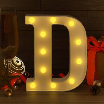 prajna Marquee Alphabet Shaped Light For Home Party Decoration (D) - White , Pack of 1 Night Lamp