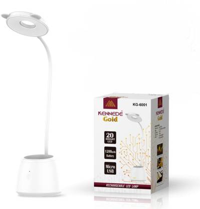 KENNEDE Gold Rechargeable Latest Version Led Table Lamp, 3 Modes of Light, Light Colour Golden Yellow Table Lamp