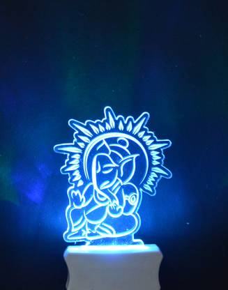 UK Store The Lord Ganesh 3D Night Lamp Come with 7 Multicolor & 3D Design for Rooms Night Lamp