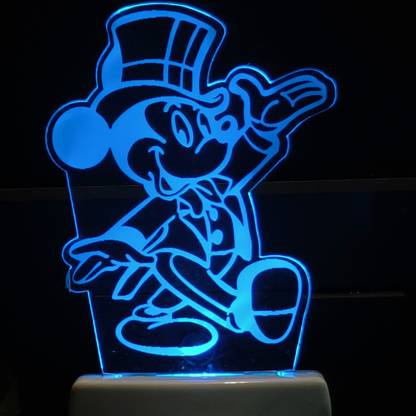 RobinXX MICKEY MOUSE Acrylic 3D Illusion RGB 7 Colour Changing LED Plug n Play Night Lamp