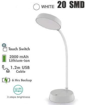 iDOLESHOP 360 Degree Flexible Neck, Touch Switch Rechargeable Desk Eye Protection Study Lamp