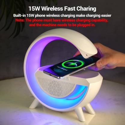 K shyam gadgets G Shape Wireless Bluetooth Speaker LED Light with Supporting USB, SD Card Table Lamp