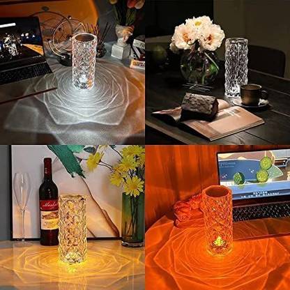 Dinostrit Acrylic Diamond Table Lamp 3 Lighting Colors with Brightness Adjustable Table Lamp
