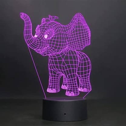 StarLaser Elephant 3D Illusion Acrylic Night lamp 7 Color Changing Light & Smart Touch Button Desk Table lamp Table Lamp