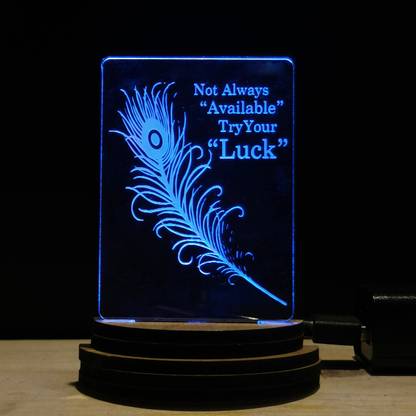 Gadgets World MOR PICH Acrylic USB 3D Illusion RGB 7 Colour Changing LED Wooden Night Lamp