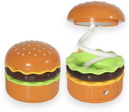 Tlismi Hamburger Design Rechargeable 360° Flexible Neck Study Desk Lamp with Sharpener Table Lamp