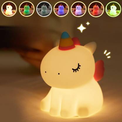 KAVYARA Sleeping Unicone Silicon Night Lamp USB Rechargeable 7 Color Changing For Kids Night Lamp