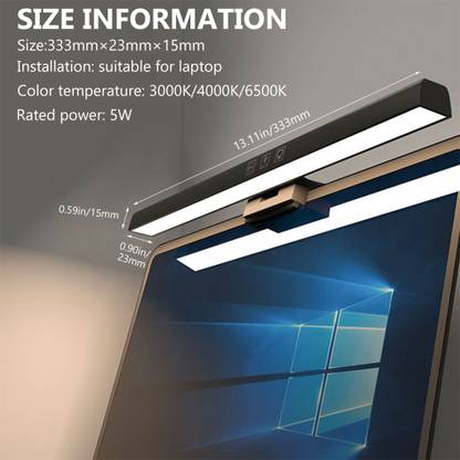HASTHIP 13'' Monitor Light Bar, No Glare Screen Light Eye-protection 3-Color LED Monitor Table Lamp